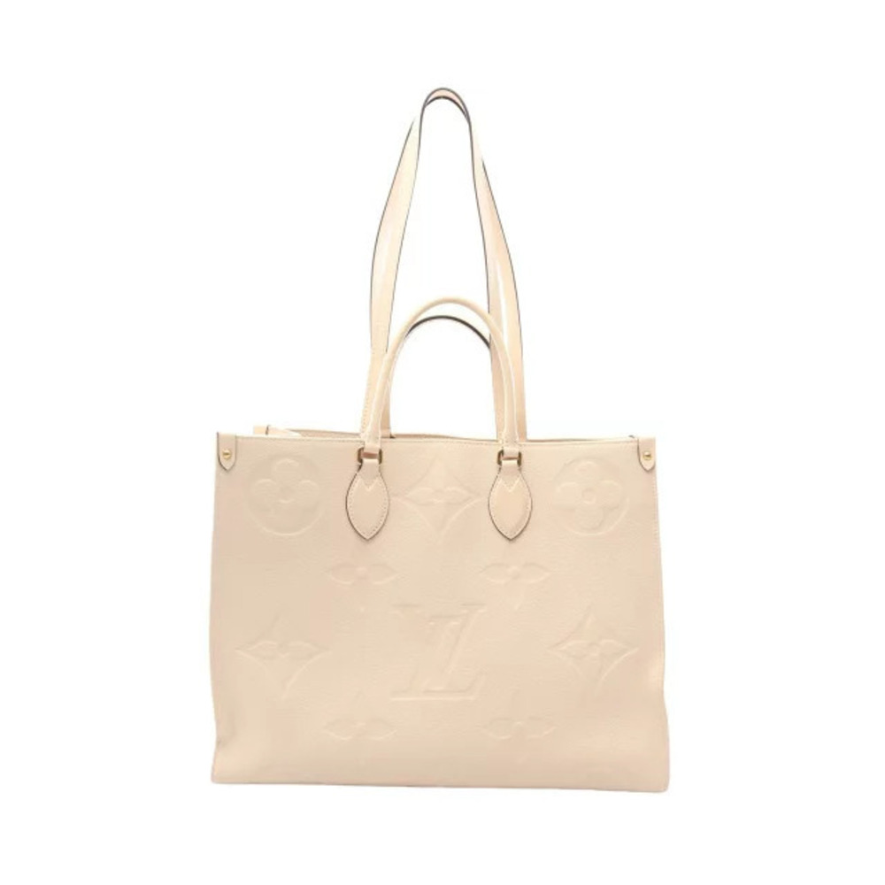 Louis Vuitton On The Go Monogram Empreinte Cream Tote Bag Leather Ivory White